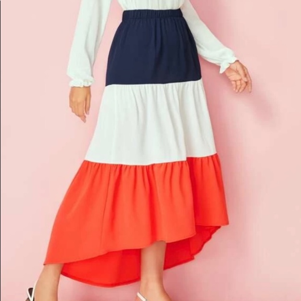 Elastic Waist High Low skirt
